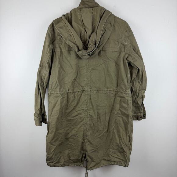Forever 21 M Field Jacket Olive Green Zip Up Detachable Hood Utility Grunge Y2K - Picture 2 of 5